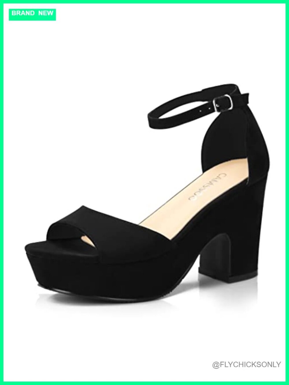 CAMSSOO Platform Heels Chunky Ankle Strap Sandals